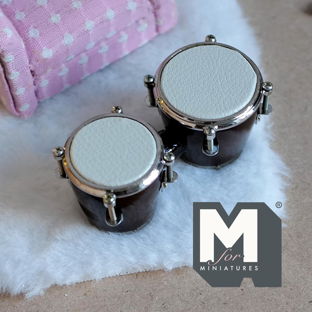 Miniature Bongo Drums , 1:12 Dollhouse Hand Drums , Two-Headed Drums - C021