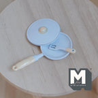 1:12 Scale Miniature Frying Pan with Lid and Spatula, 1-7/8 inch long, DIY Dollhouse Supply (metal) (white)
