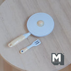 1:12 Scale Miniature Frying Pan with Lid and Spatula, 1-7/8 inch long, DIY Dollhouse Supply (metal) (white)