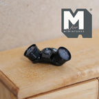1:12 Scale Miniature Gas Mask Wall Plaque, 2 Filters, 13/16 inch tall, DIY Dollhouse Supply (black)