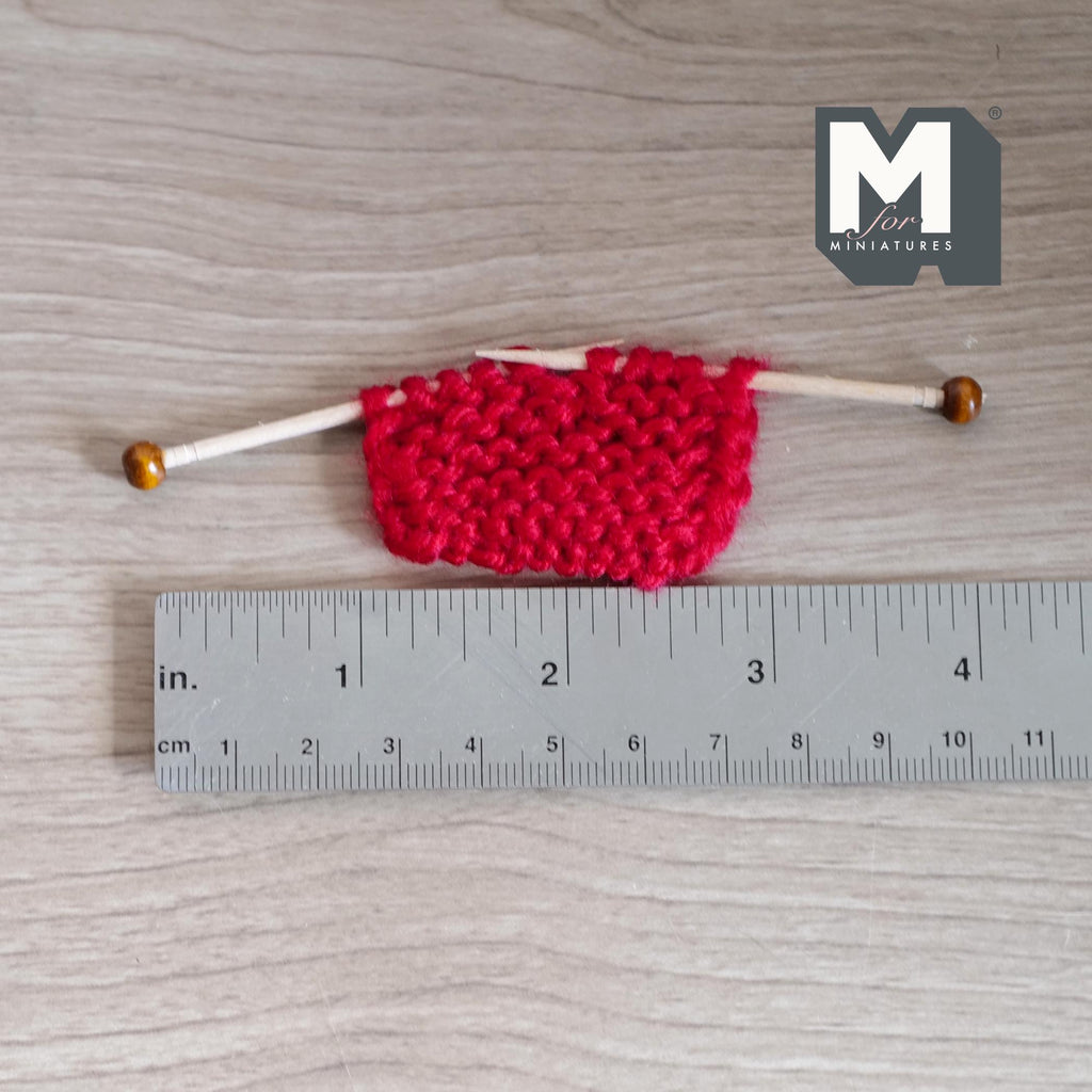 1:12 Scale Miniature Knitting Needles with Knitted Piece, 1-7/8 inch long, DIY Dollhouse Supply (red)