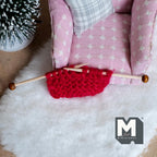 1:12 Scale Miniature Knitting Needles with Knitted Piece, 1-7/8 inch long, DIY Dollhouse Supply (red)