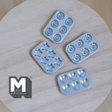 Miniature Baking Mold Set of 4 , Stars , Hearts , Donuts and Flowers 1:12 Scale Dollhouse Metal Baking Pans 13/16 inch long (silver) - E053