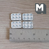 Miniature Baking Mold Set of 4 , Stars , Hearts , Donuts and Flowers 1:12 Scale Dollhouse Metal Baking Pans 13/16 inch long (silver) - E053