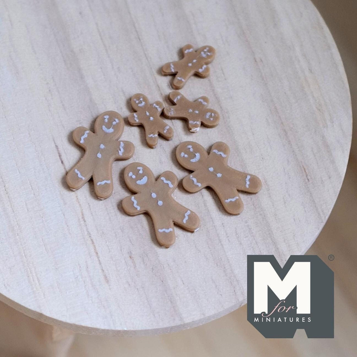 1:12 Scale Miniature Gingerbread Man Cookies, Set of 6, 3/4 inch tall, DIY Dollhouse Supply (non edible)