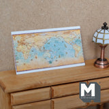 Miniature World Map 1:12 Scale Dollhouse Supplies Decoration Map 3-1/4 inch wide (cardstock) - F052