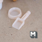 Bac à litière miniature pour maison de poupée échelle 1:12 avec couvercle, pelle et gamelle, 4,9 cm de long, accessoire de bricolage (jaune)
