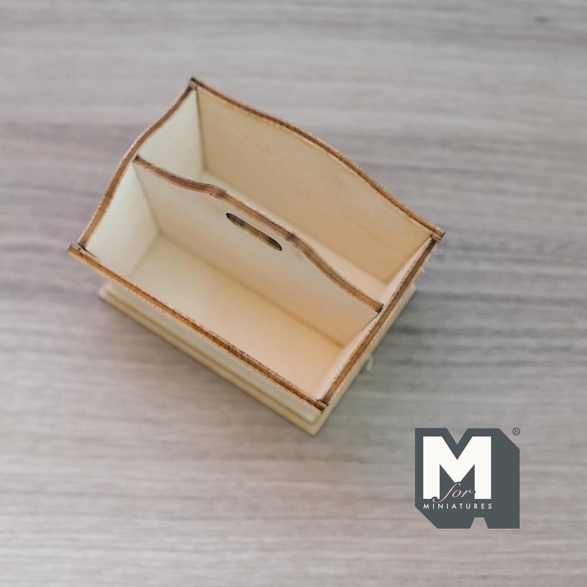 1:12 Scale Miniature Unpainted Wood Flower Caddy with Divider Kit, 2-3/16 inch long, DIY Dollhouse Supply