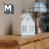 Dollhouse Miniature House White with micro LED light Style C