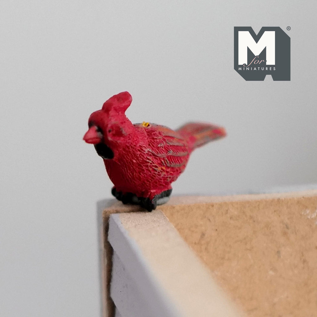 Figurine miniature de cardinal à l'échelle 1:6, 3,3 cm (1-5/16 po) de long, fournitures pour maison de poupée (résine)