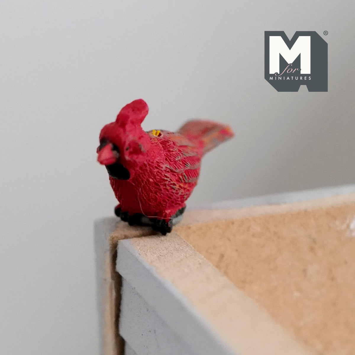 1:6 Scale Miniature Cardinal Bird Figure, 1-5/16 inch long, DIY Dollhouse Supply (resin)