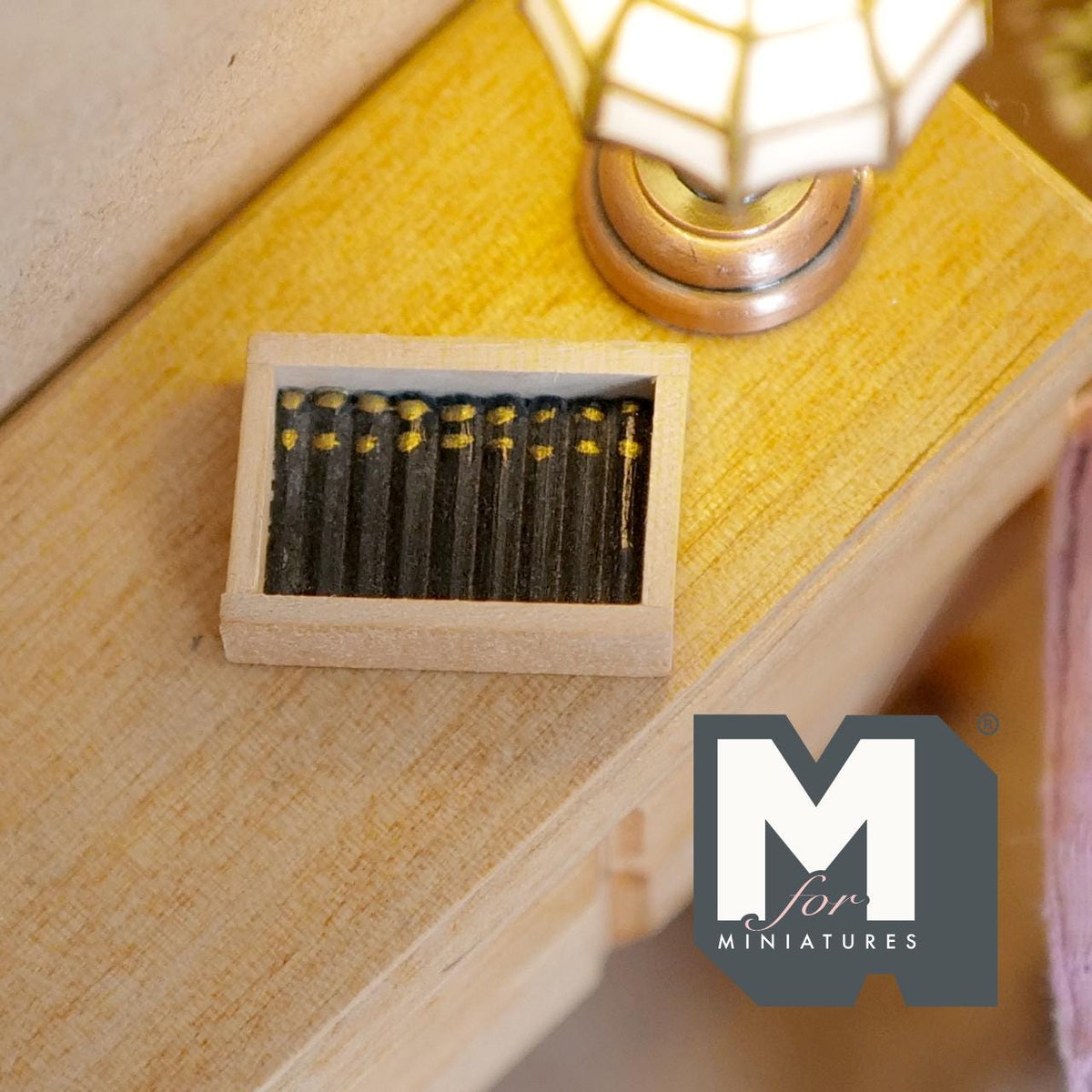 1:12 Scale Miniature Cigar Box with Cigars, 1-1/8 inch long, DIY Dollhouse Supply (wood) (not real cigars)