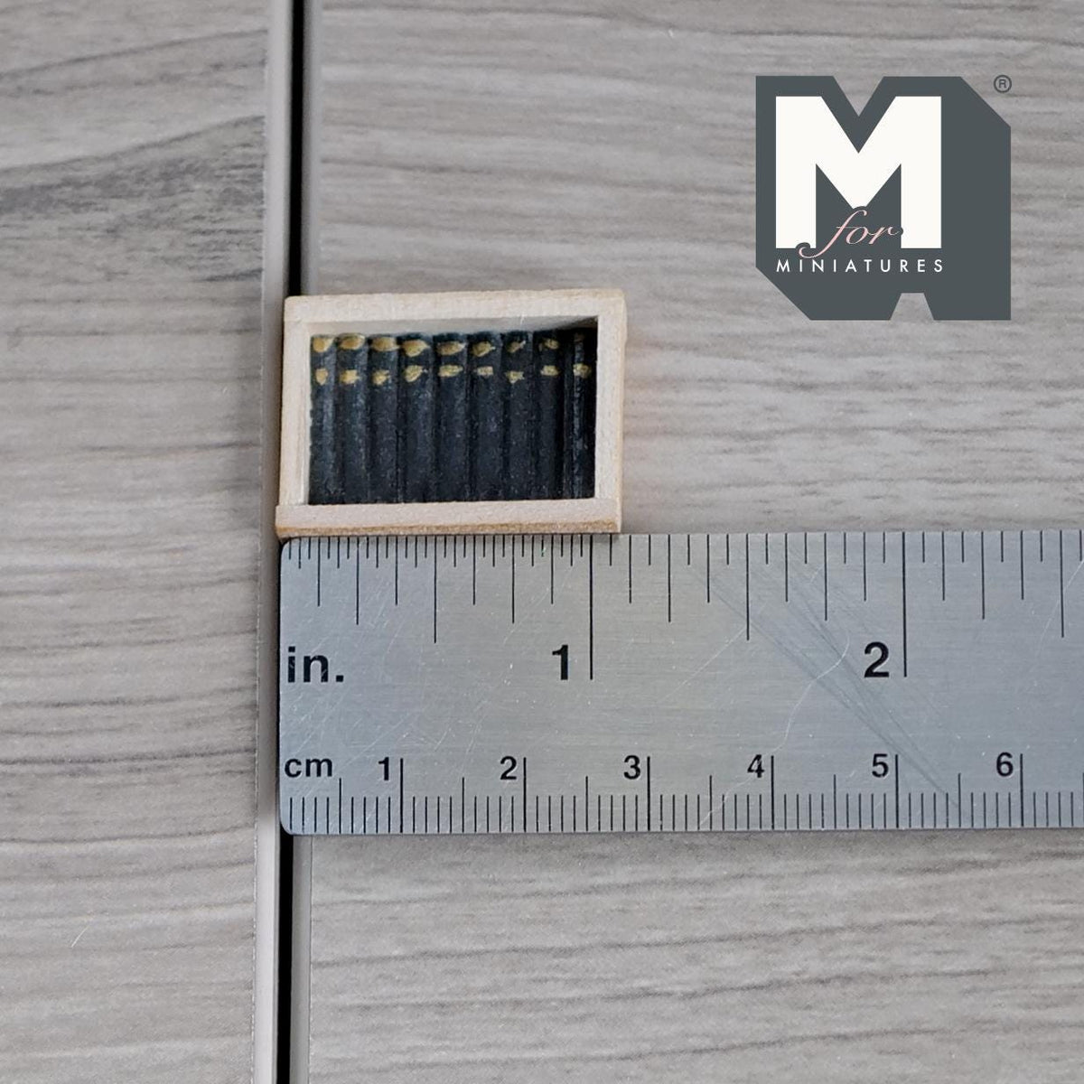 1:12 Scale Miniature Cigar Box with Cigars, 1-1/8 inch long, DIY Dollhouse Supply (wood) (not real cigars)