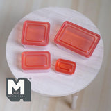 Miniature Food Container Boxes 1:12 Scale Dollhouse Supplies Kitchenware Lunch Box Microwave Box Set of 4  (clear red) - H029