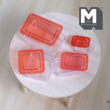 Miniature Food Container Boxes 1:12 Scale Dollhouse Supplies Kitchenware Lunch Box Microwave Box Set of 4  (clear red) - H029
