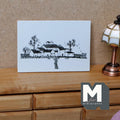 1:12 Scale Miniature Village Houses and Trees Sketch Print, 2-9/16 inch wide, DIY Dollhouse Supply