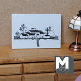 Miniature Painting Small Village Clustered Homes and Trees 1:12 Scale Dollhouse Decoration Painting with Wood Backing 2-9/16 inch wide-F050