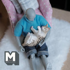 1:12 Scale Miniature Gray Tabby Cat, Lying Stretched Out, 2-3/16 inch long, DIY Dollhouse Supply