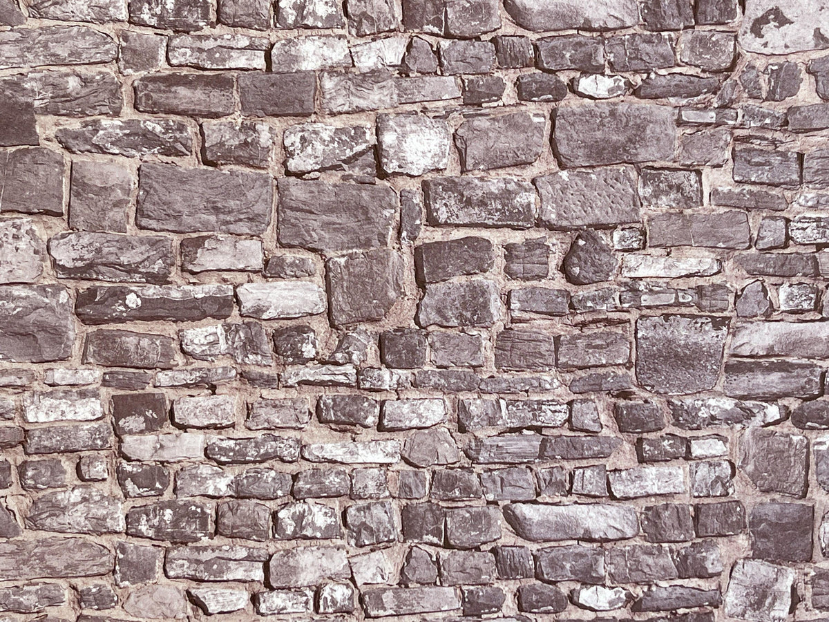 Miniature Gray Embossed Stone Wall Sheet, 15-15/16 x 11-5/8 inch, DIY Dollhouse Supply