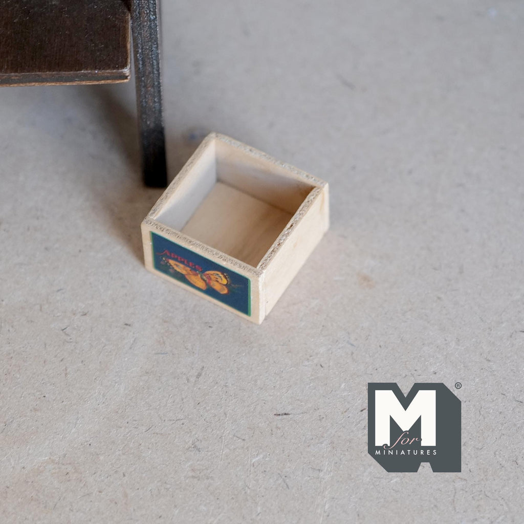 1:12 Scale Miniature Fruit Crate with Butterfly Decal, 11/16 inch tall, DIY Dollhouse Supply (wood)