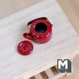 Miniature Metal Kettle 1:12 Scale Dollhouse Supplies Water Boiler Tea Pot 1 inch tall (red) - E097
