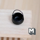 Miniature Metal Stew Pot 1:12 Scale Dollhouse Supplies Cauldron Soup Pot with Handle 7/8 inch dia. (black) - A034