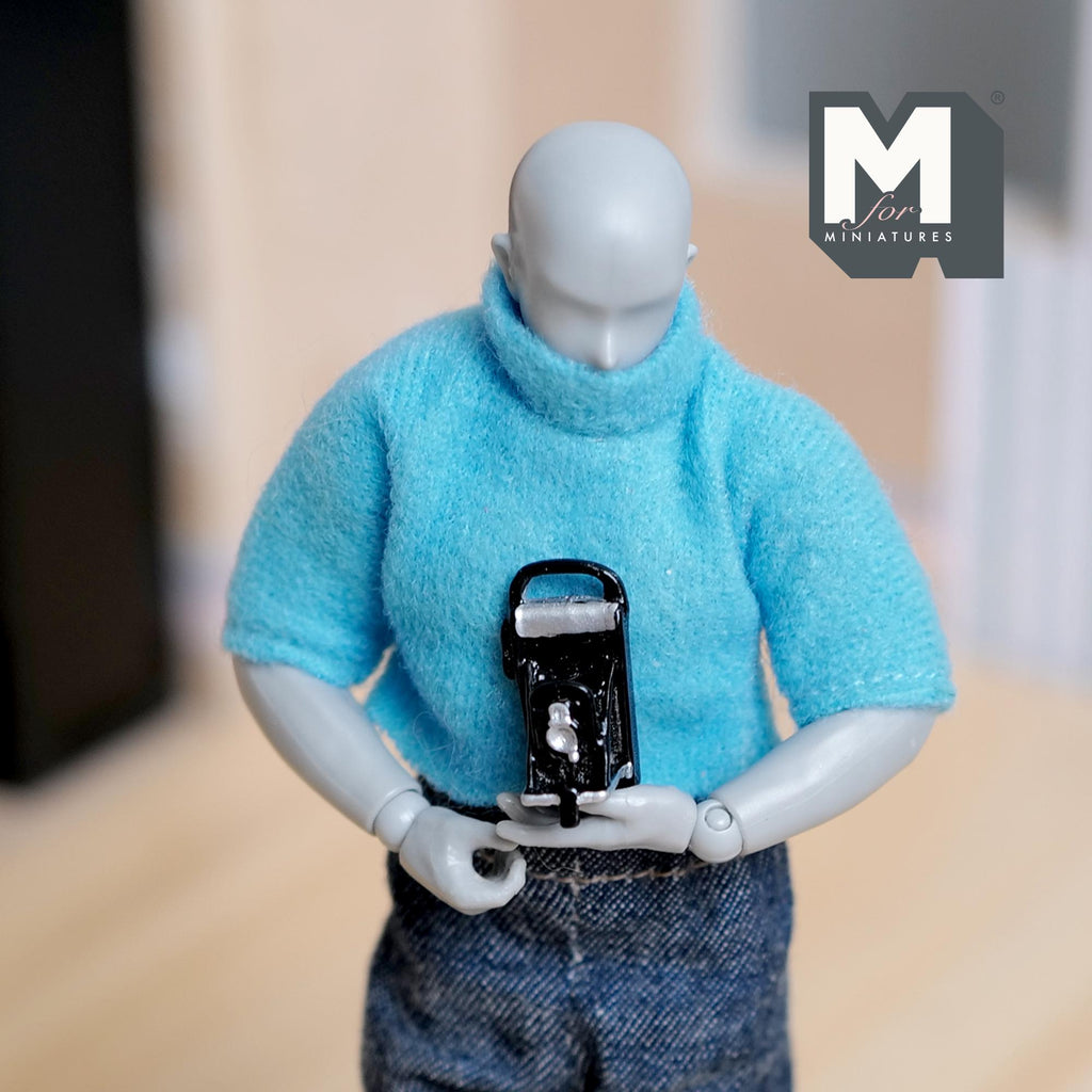 1:12 Scale Miniature Metal Folding Bellows Camera, 1-1/8 inch tall, DIY Dollhouse Supply (black) (non working)