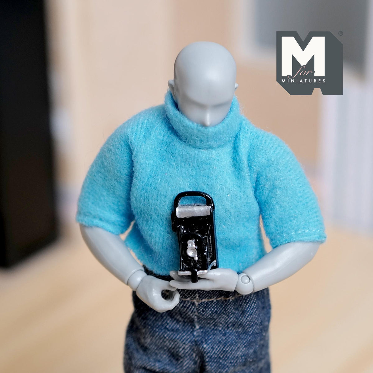 1:12 Scale Miniature Metal Folding Bellows Camera, 1-1/8 inch tall, DIY Dollhouse Supply (black) (non working)