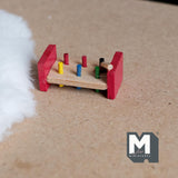 Miniature Pounding  Hammer Pegs In Hole 1:12 Scale Dollhouse Supplies Decoration 1-5/16 inch long (wood) - G056