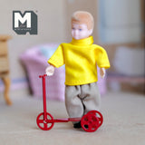 Miniature Kid Scooter 1:12 Scale Metal Toddler Scooter 2-1/16 inch long (red) - G047