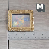 Miniature Framed Flower Painting 1:12 Scale Ornate Frame Wall Art Dollhouse Supplies Artwork 3 inch tall - F053