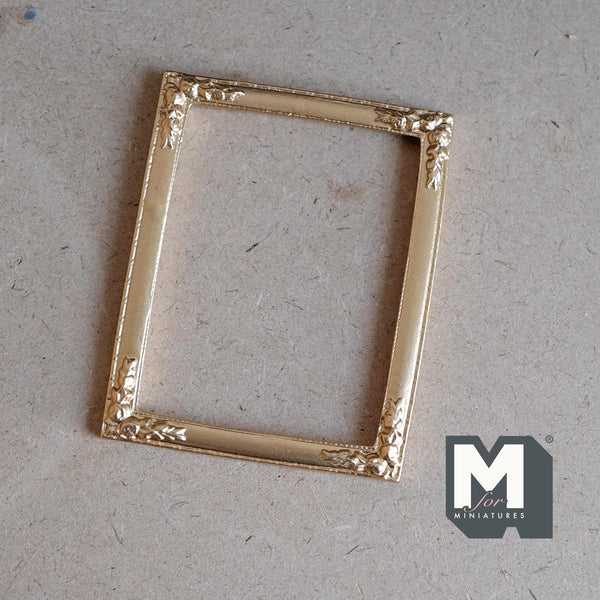 Dollhouse Large Gold Frame 1:12 Scale Miniature Decorated Picture Frame 3-1/4 inch wide (resin) - F009