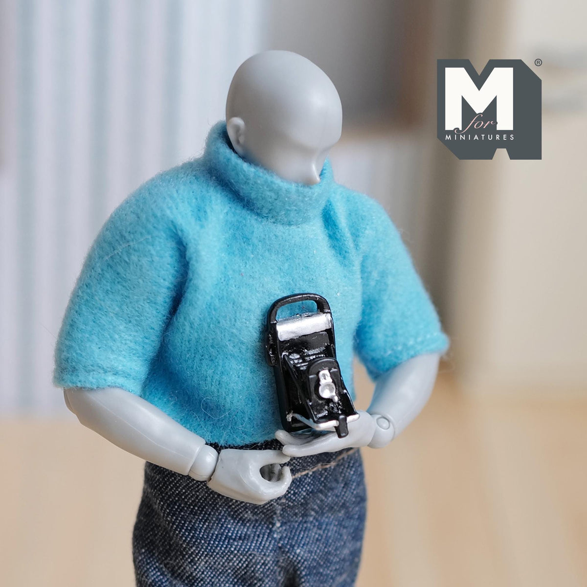 1:12 Scale Miniature Metal Folding Bellows Camera, 1-1/8 inch tall, DIY Dollhouse Supply (black) (non working)