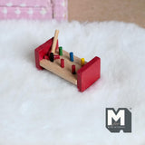 Miniature Pounding  Hammer Pegs In Hole 1:12 Scale Dollhouse Supplies Decoration 1-5/16 inch long (wood) - G056