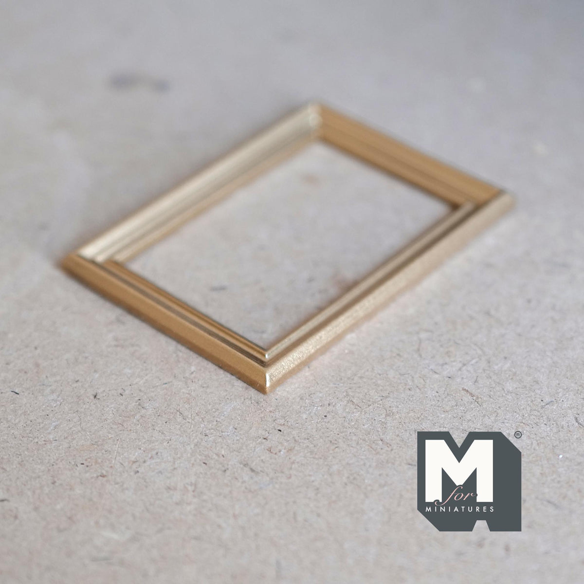 1:12 Scale Miniature Large Picture Frame, Stepped Profile, 2-13/16 inch wide, DIY Dollhouse Supply (cast resin) (champagne gold)