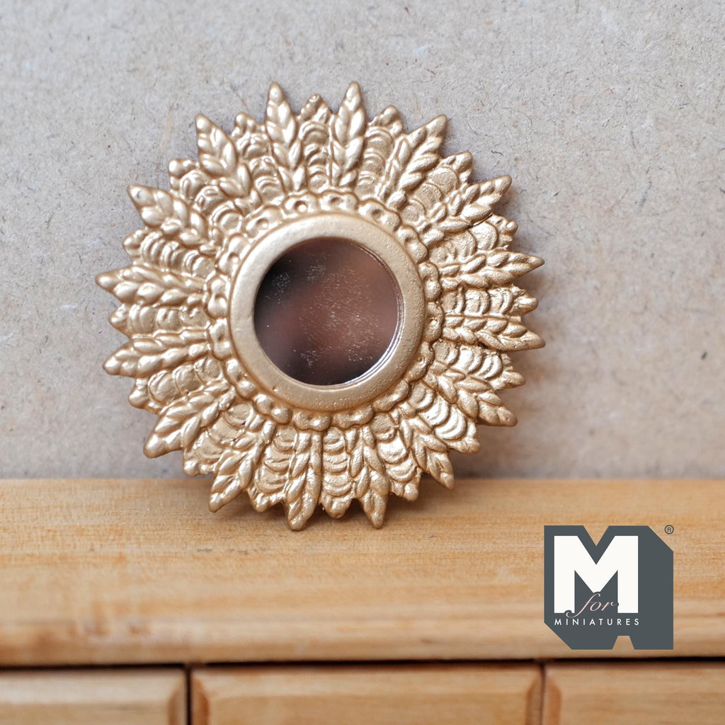 Dollhouse Supplies Sunburst Mirror 1:12 Scale Miniature Sunburst Feather Mirror 2-3/8 inch dia.  - F040