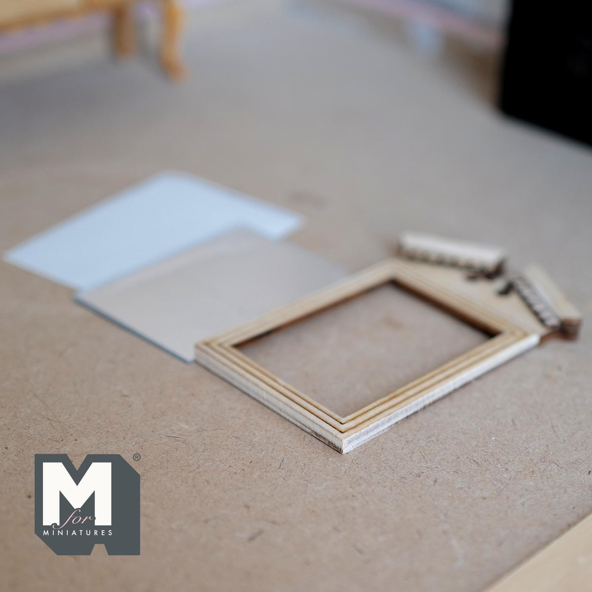 1:12 Scale Miniature Pediment Top Mirror, Unfinished Wood Photo Frame, Ready to Paint, 3-15/16 inch tall, Dollhouse Craft Supply
