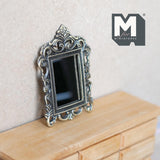 Miniature Ornate Mirror 1:12 Scale Dollhouse Supplies Rectangular Metal Mirror 2-11/16 inch tall (metal) - F039