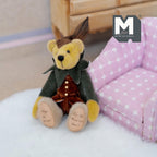 1:12 Scale Miniature Plush Archer Bear with Bow and Quiver, Feather Hat, 3-1/4 inch tall, DIY Dollhouse Supply