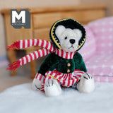 Miniature Dressed Winter Bear 1:12 Scale Dollhouse Supplies Bear with Bonnet and Striped Dress (from WMB)