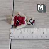 Miniature Plush Bear in Cocktail Dress and Headpiece 1:12 Scale Dollhouse Supplies Push Bear 2 inch tall (from WMB) - H047