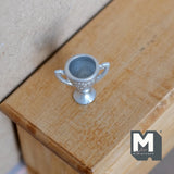 Miniature Tennis Trophy 1:12 Scale World Tennis Player Cup Award 11/16 inch tall (metal) (silver) - G096