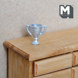 Miniature Tennis Trophy 1:12 Scale World Tennis Player Cup Award 11/16 inch tall (metal) (silver) - G096