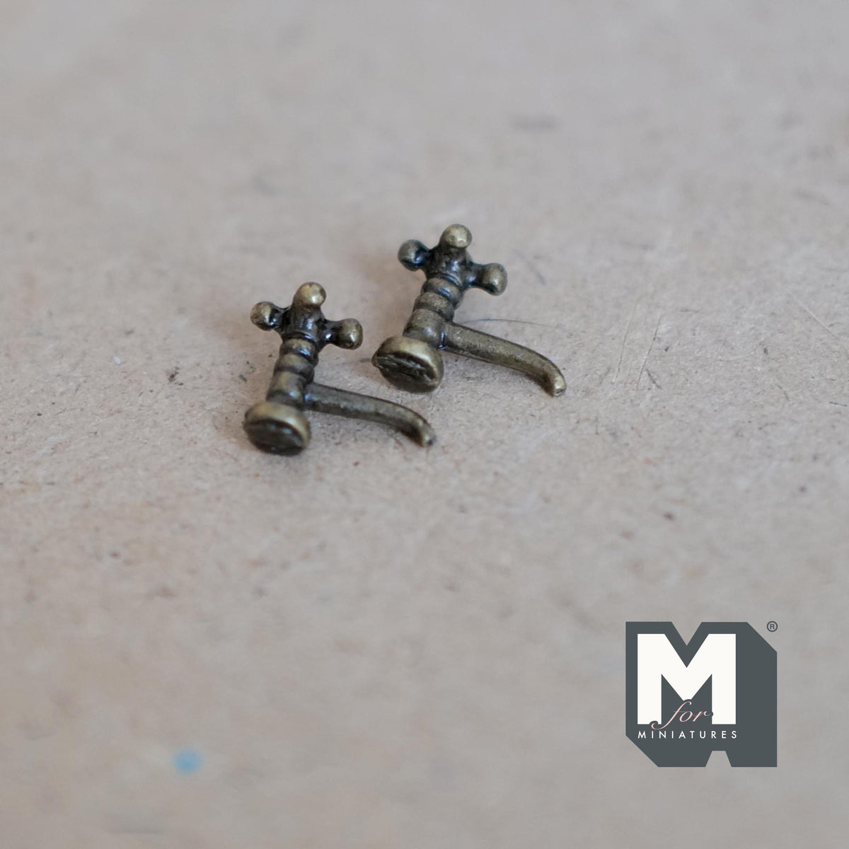 1:12 Scale Miniature Metal Dollhouse Faucets, Set of 2, 3/8 inch tall (brass)
