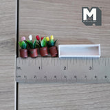 Miniature Tray of Potted Tulips 1:12 Scale Fairy Garden Flower Box 1-5/8 inch wide (wood) - F089