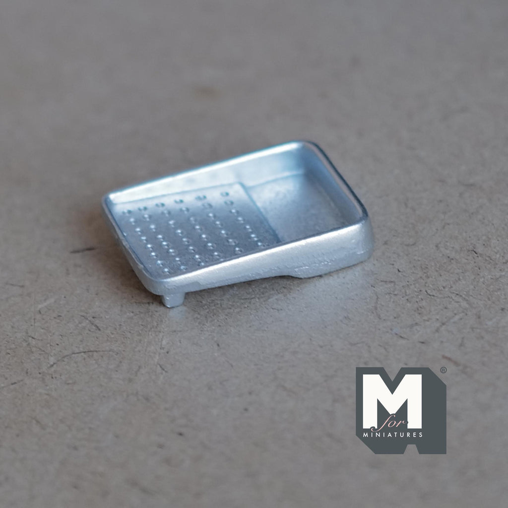 1:12 Scale Miniature Metal Paint Roller Tray, 1-1/4 inch long, DIY Dollhouse Supply (silver)