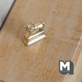 Miniature Lion Statue 1:12 Scale Dollhouse Supplies Sculpture 5/8 inch tall (metal) (gold) - G096