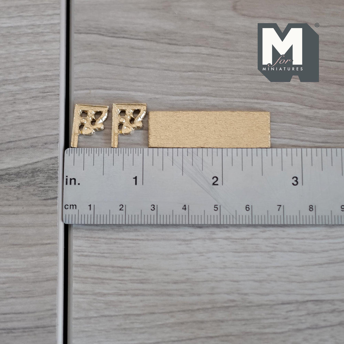 1:12 Scale Miniature Gold Wall Shelf, Narrow Kitchen Shelf, Requires Mounting, 1-9/16 inch long (gold)