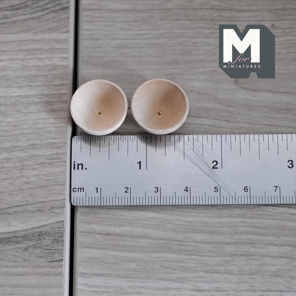 1:12 Scale Miniature Wood Bowls, Set of 2, 13/16 inch dia., DIY Dollhouse Supply