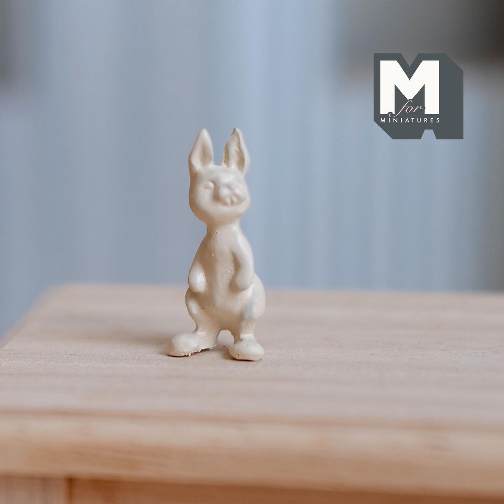 1:12 Scale Miniature White Chocolate Bunny, 1 inch tall, DIY Dollhouse Supply (metal) (non edible)